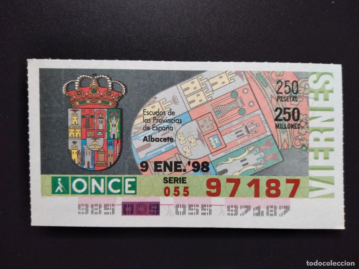 Cupones ONCE: CUP&Oacute;N ONCE ALBACETE ESCUDOS DE LAS PROVINCIAS DE ESPA&Ntilde;A 9 ENERO 98 1998 97187