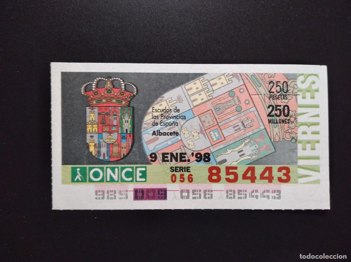 Cupones ONCE: CUP&Oacute;N ONCE ALBACETE ESCUDOS DE LAS PROVINCIAS DE ESPA&Ntilde;A 9 ENERO 98 1998 85443