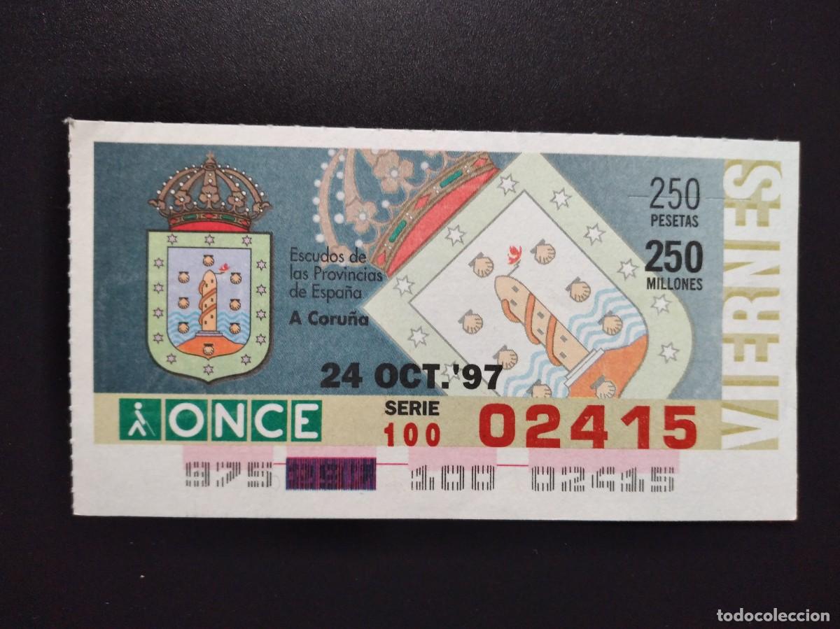 Cupones ONCE: CUP&Oacute;N ONCE A CORU&Ntilde;A ESCUDOS DE LAS PROVINCIAS DE ESPA&Ntilde;A 24 OCTUBRE 97 1997 02415