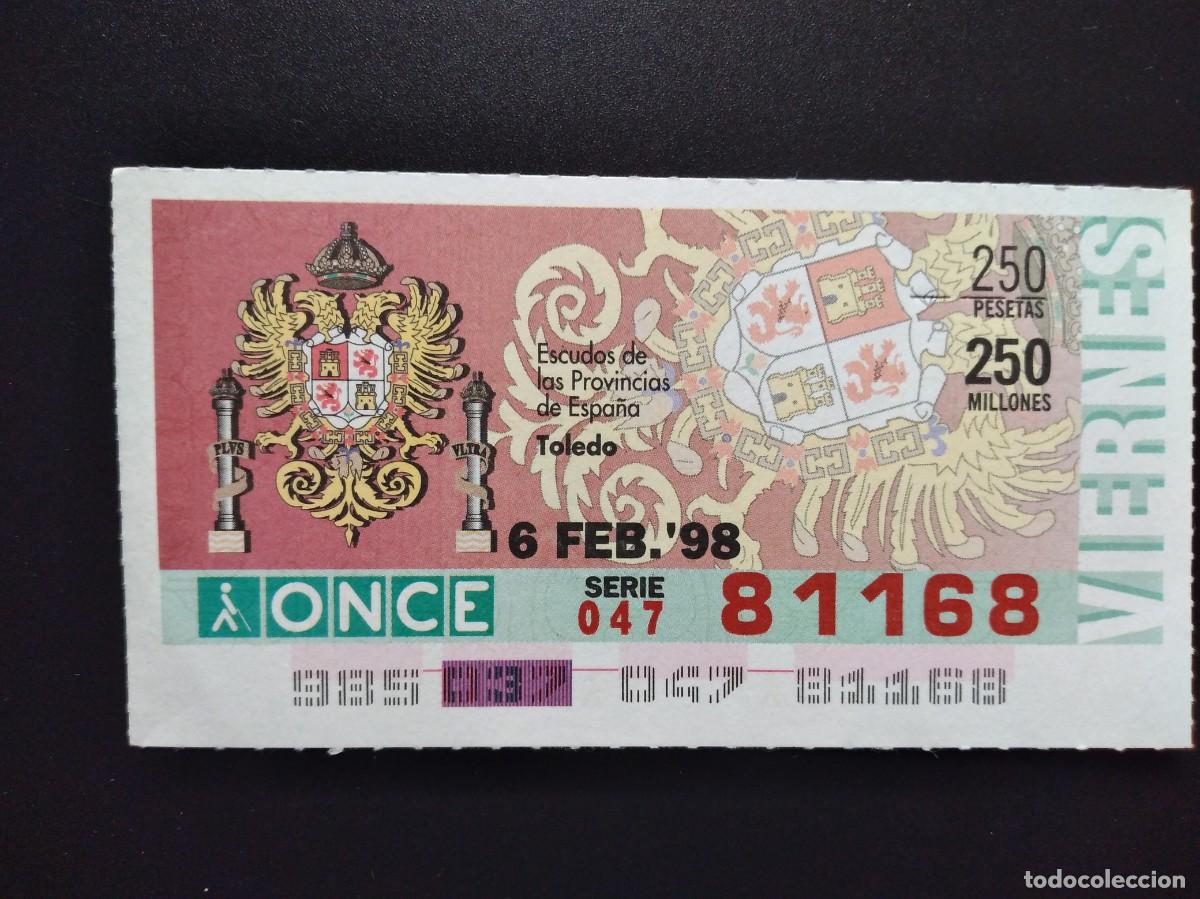 Cupones ONCE: CUP&Oacute;N ONCE TOLEDO ESCUDOS DE LAS PROVINCIAS DE ESPA&Ntilde;A 6 FEBRERO 98 1998 81168