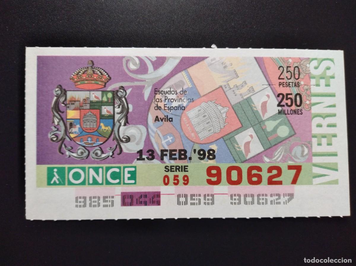 Cupones ONCE: CUP&Oacute;N ONCE &Aacute;VILA ESCUDOS DE LAS PROVINCIAS DE ESPA&Ntilde;A 13 FEBRERO 98 1998 90627