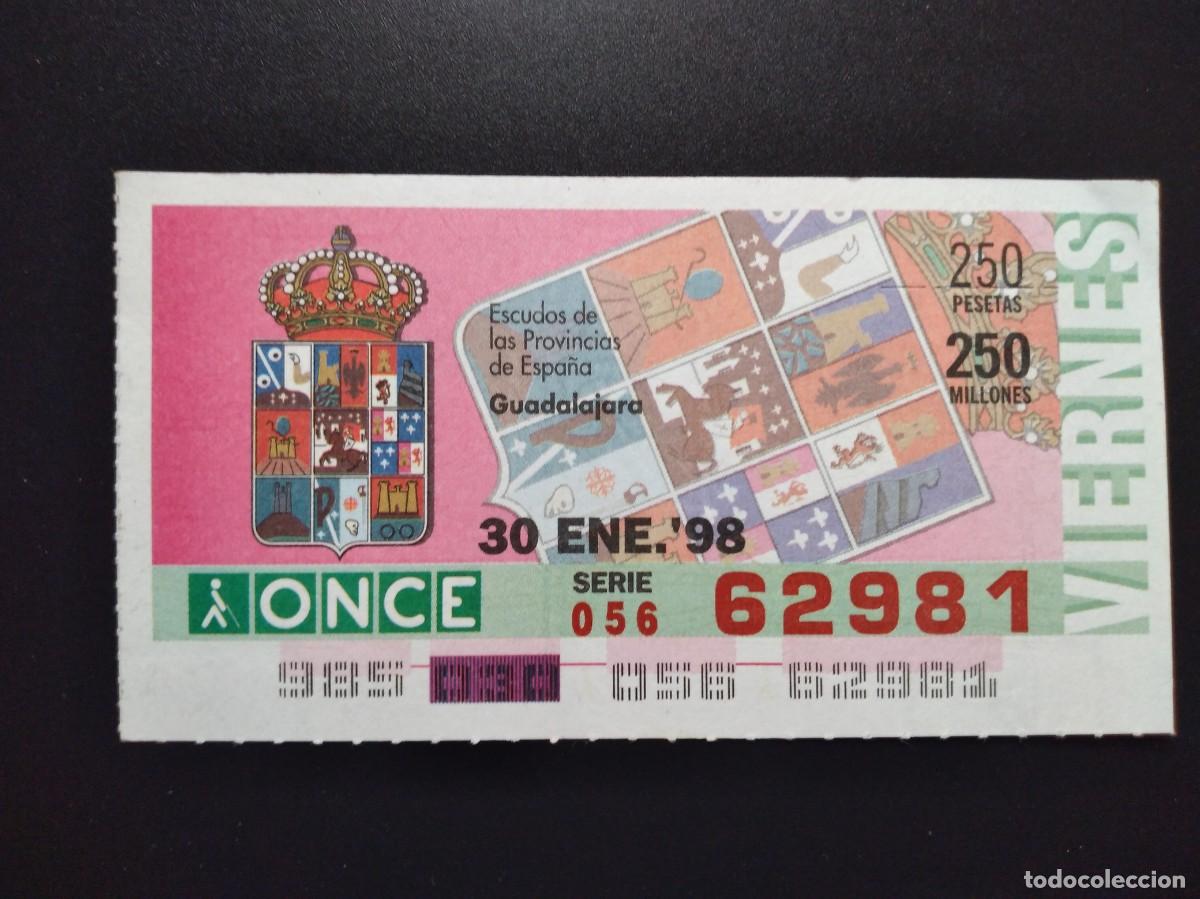 Cupones ONCE: CUP&Oacute;N ONCE GUADALAJARA ESCUDOS DE LAS PROVINCIAS DE ESPA&Ntilde;A 30 ENERO 98 1998 62981