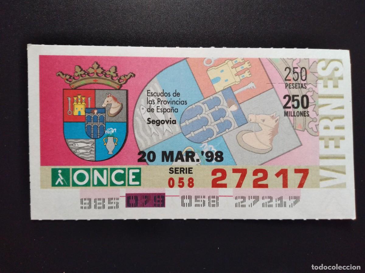 Cupones ONCE: CUP&Oacute;N ONCE SEGOVIA ESCUDOS DE LAS PROVINCIAS DE ESPA&Ntilde;A 20 MARZO 98 1998 27217