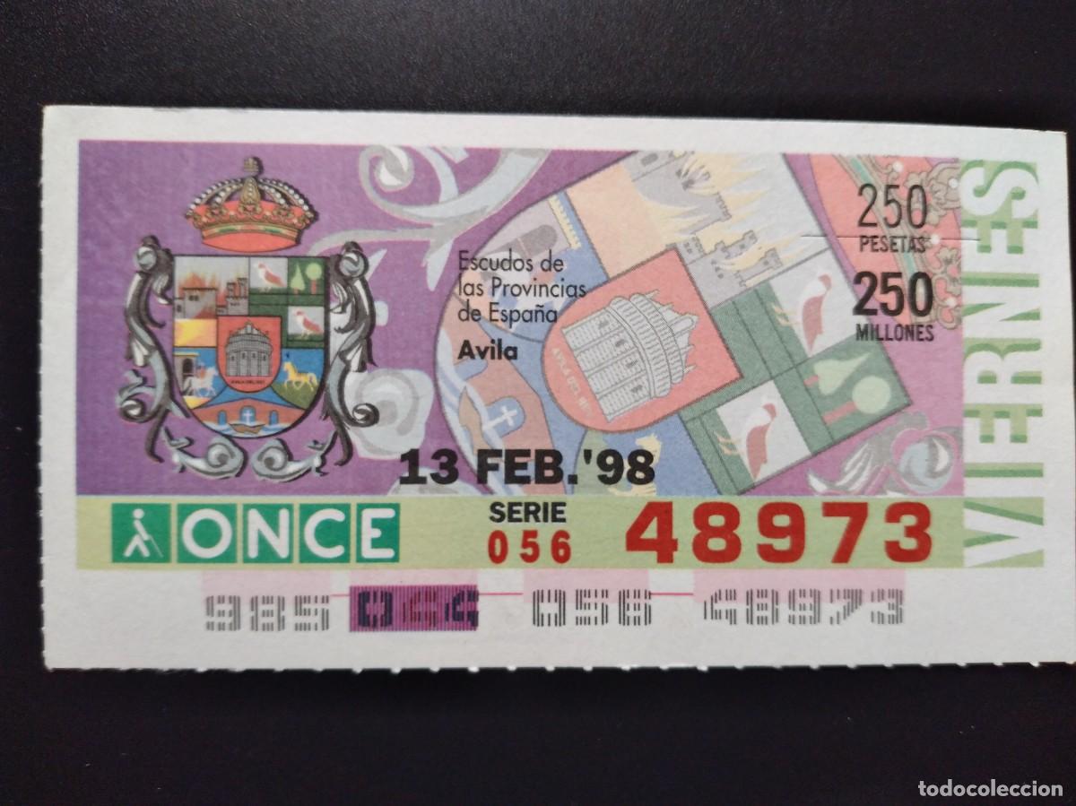 Cupones ONCE: CUP&Oacute;N ONCE &Aacute;VILA ESCUDOS DE LAS PROVINCIAS DE ESPA&Ntilde;A 13 FEBRERO 98 1998 48973