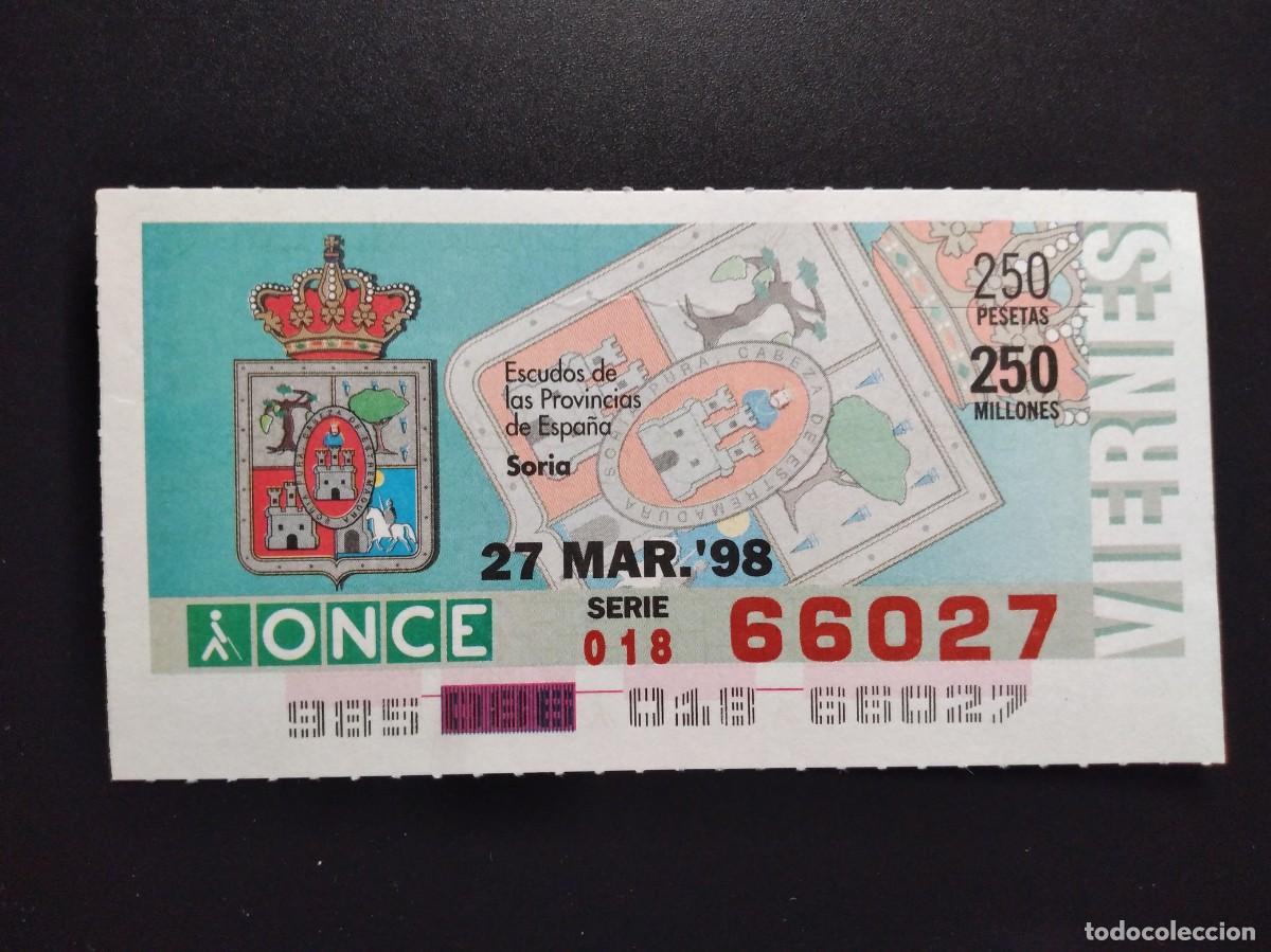 Cupones ONCE: CUP&Oacute;N ONCE SORIA ESCUDOS DE LAS PROVINCIAS DE ESPA&Ntilde;A 27 MARZO 98 1998 66027