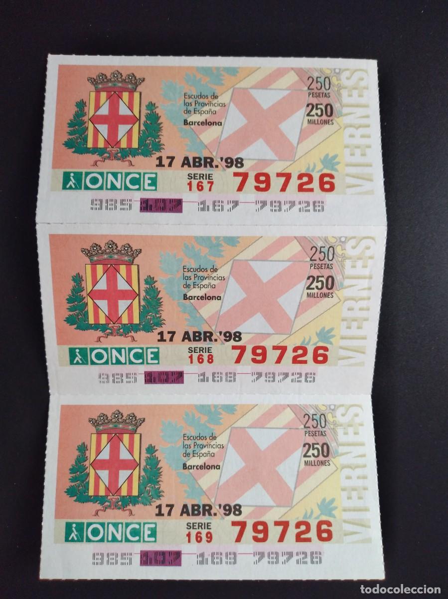 Cupones ONCE: CUP&Oacute;N ONCE BARCELONA ESCUDOS DE LAS PROVINCIAS DE ESPA&Ntilde;A 17 ABRIL 98 1998 79726