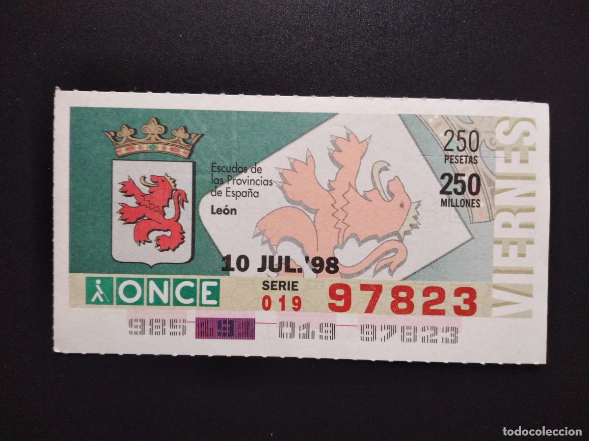 Cupones ONCE: CUP&Oacute;N ONCE LE&Oacute;N ESCUDOS DE LAS PROVINCIAS DE ESPA&Ntilde;A 10 JULIO 98 1998 97823
