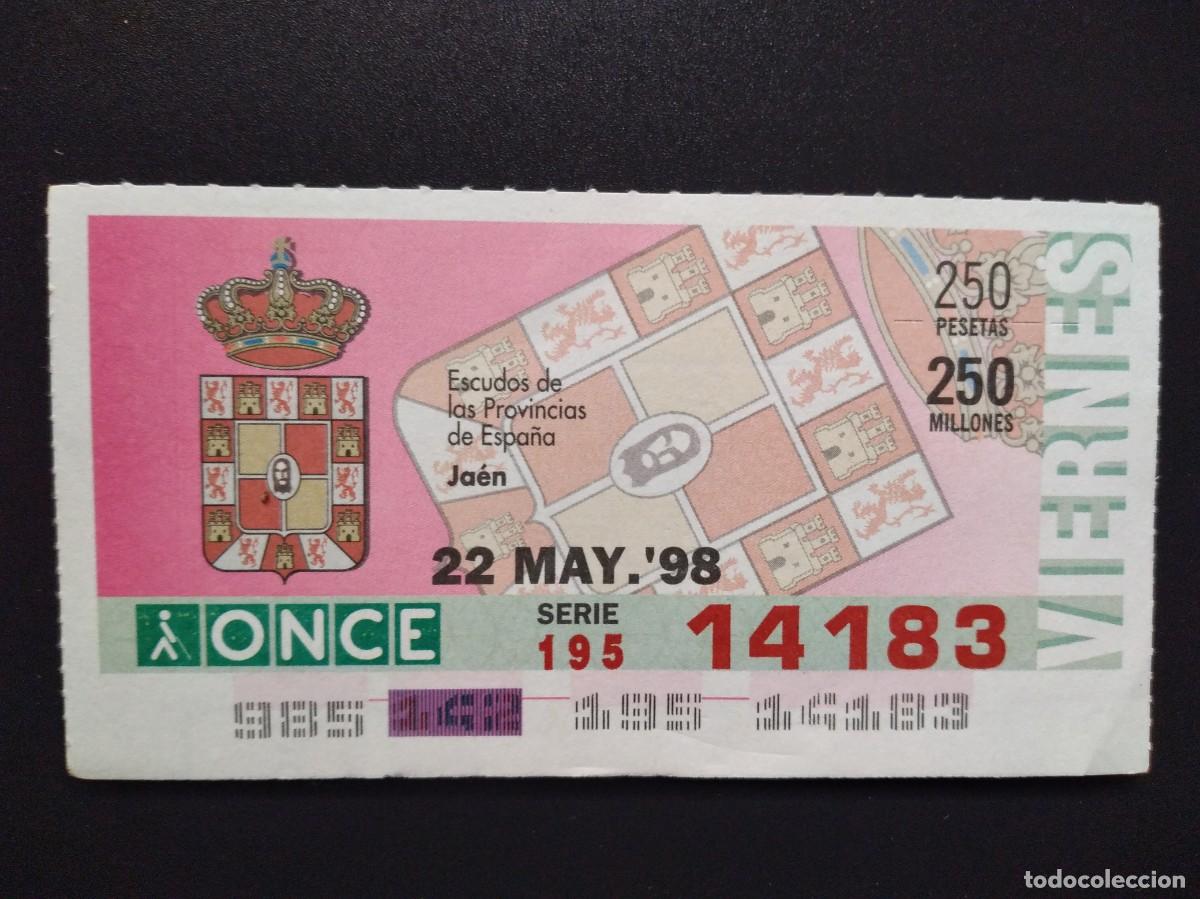 Cupones ONCE: CUP&Oacute;N ONCE JA&Eacute;N ESCUDOS DE LAS PROVINCIAS DE ESPA&Ntilde;A 22 MAYO 98 1998 14183