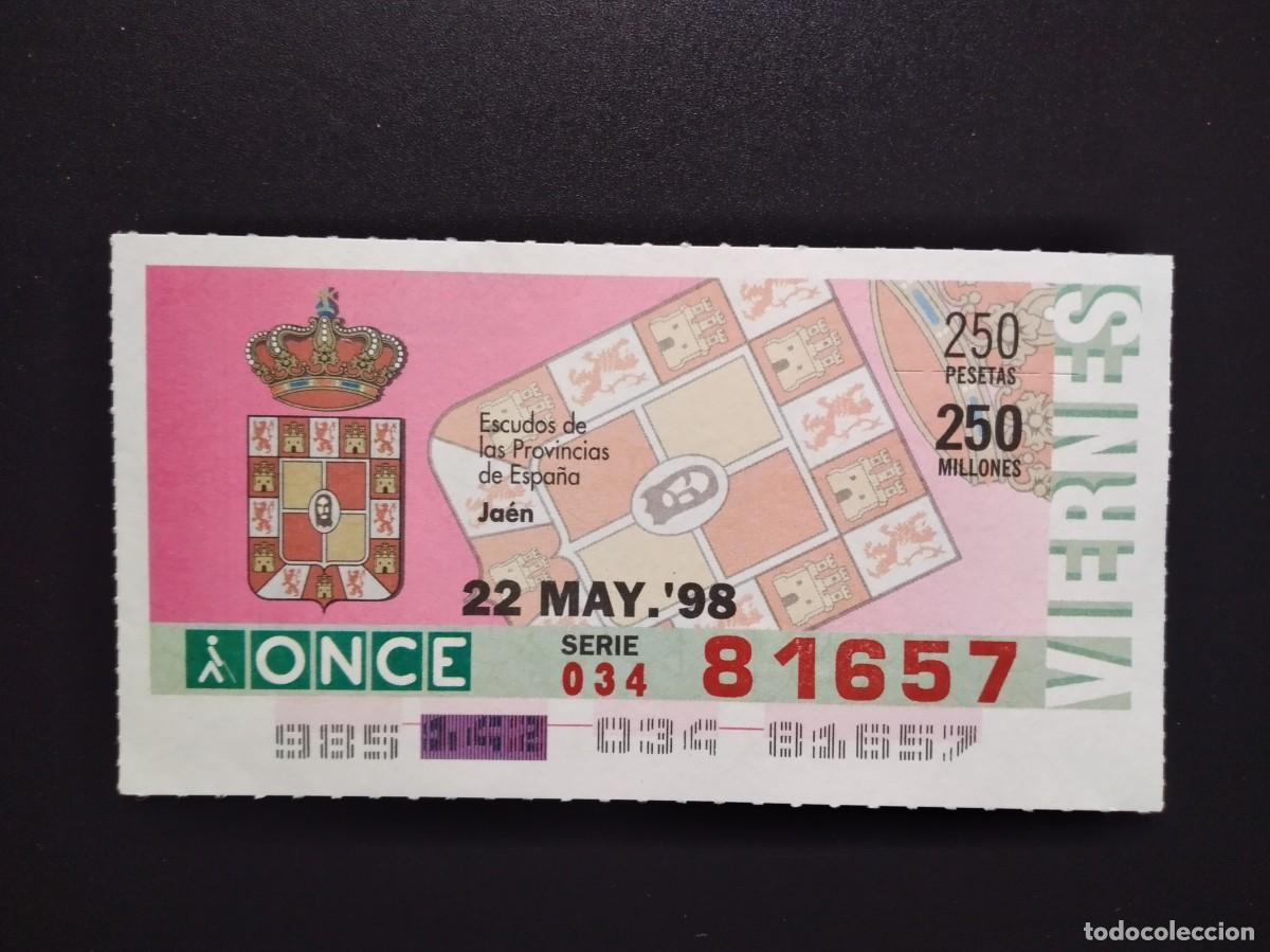Cupones ONCE: CUP&Oacute;N ONCE JA&Eacute;N ESCUDOS DE LAS PROVINCIAS DE ESPA&Ntilde;A 22 MAYO 98 1998 81657