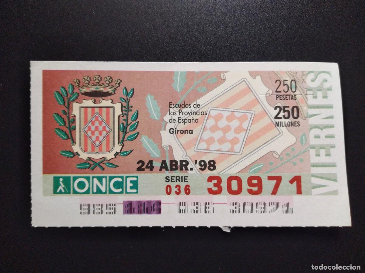 Cupones ONCE: CUP&Oacute;N ONCE GIRONA ESCUDOS DE LAS PROVINCIAS DE ESPA&Ntilde;A 24 ABRIL 98 1998 30971