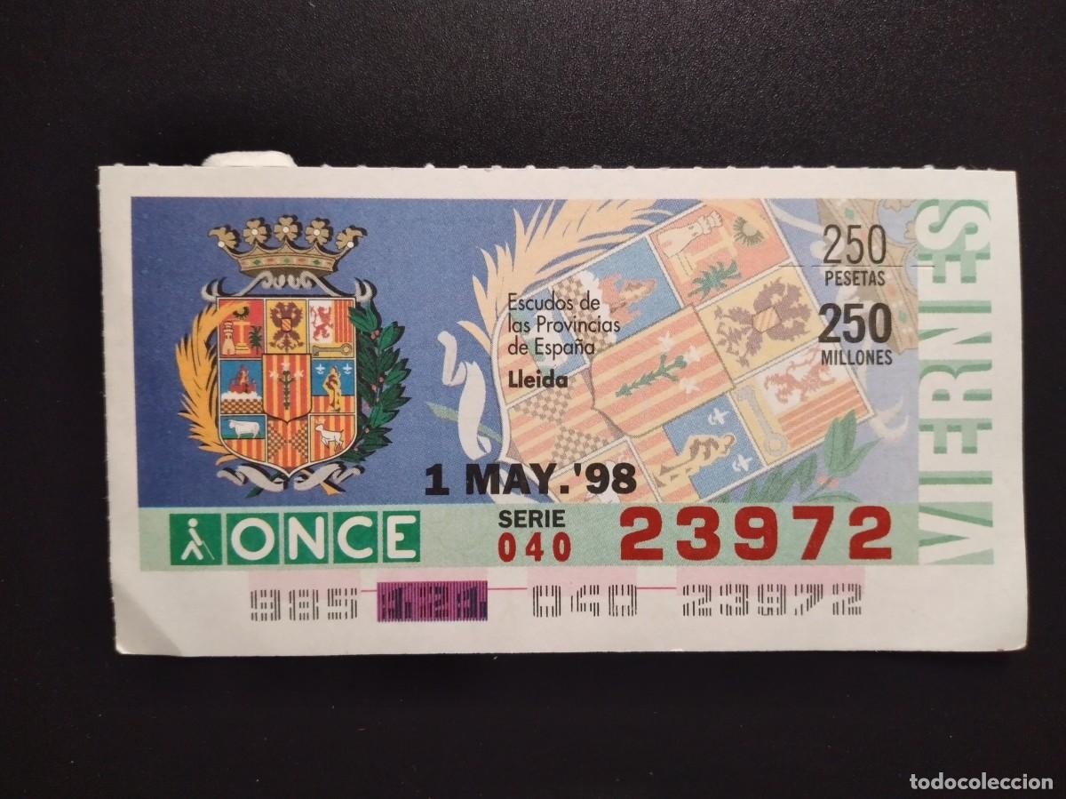 Cupones ONCE: CUP&Oacute;N ONCE LLEIDA ESCUDOS DE LAS PROVINCIAS DE ESPA&Ntilde;A 1 MAYO 98 1998 23972