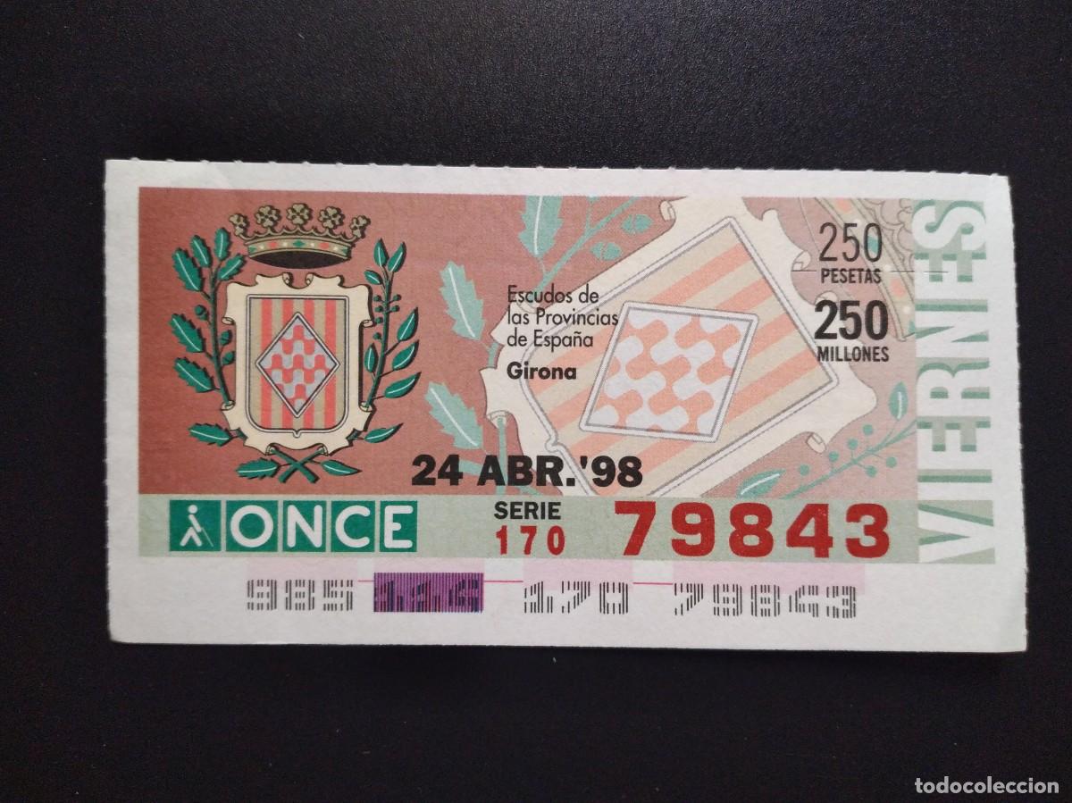 Cupones ONCE: CUP&Oacute;N ONCE GIRONA ESCUDOS DE LAS PROVINCIAS DE ESPA&Ntilde;A 24 ABRIL 98 1998 79483