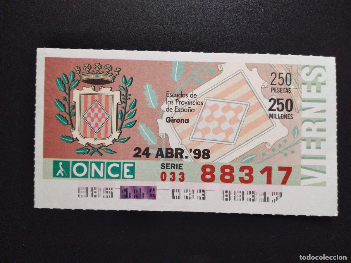 Cupones ONCE: CUP&Oacute;N ONCE GIRONA ESCUDOS DE LAS PROVINCIAS DE ESPA&Ntilde;A 24 ABRIL 98 1998 88317