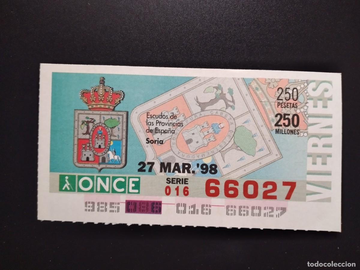 Cupones ONCE: CUP&Oacute;N ONCE SORIA ESCUDOS DE LAS PROVINCIAS DE ESPA&Ntilde;A 27 MARZO 98 1998 66027