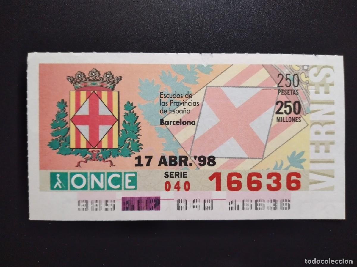 Cupones ONCE: CUP&Oacute;N ONCE BARCELONA ESCUDOS DE LAS PROVINCIAS DE ESPA&Ntilde;A 17 ABRIL 98 1998 16636