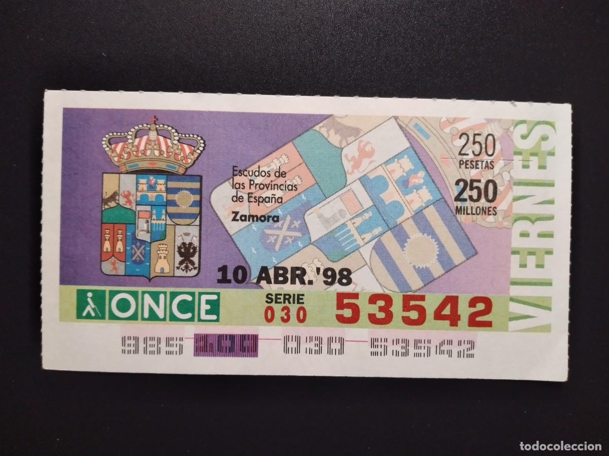Cupones ONCE: CUP&Oacute;N ONCE ZAMORA ESCUDOS DE LAS PROVINCIAS DE ESPA&Ntilde;A 10 ABRIL 98 1998 53542