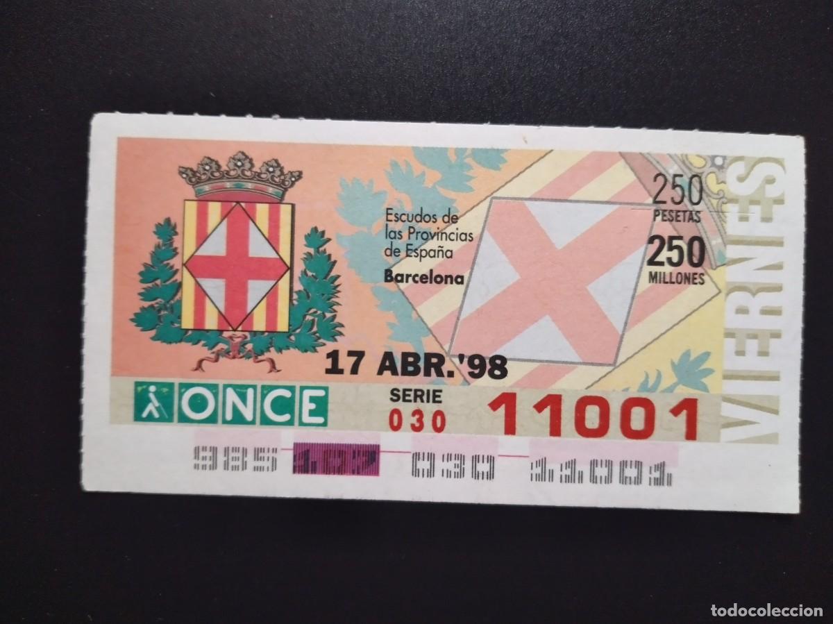 Cupones ONCE: CUP&Oacute;N ONCE BARCELONA ESCUDOS DE LAS PROVINCIAS DE ESPA&Ntilde;A 17 ABRIL 98 1998 11001
