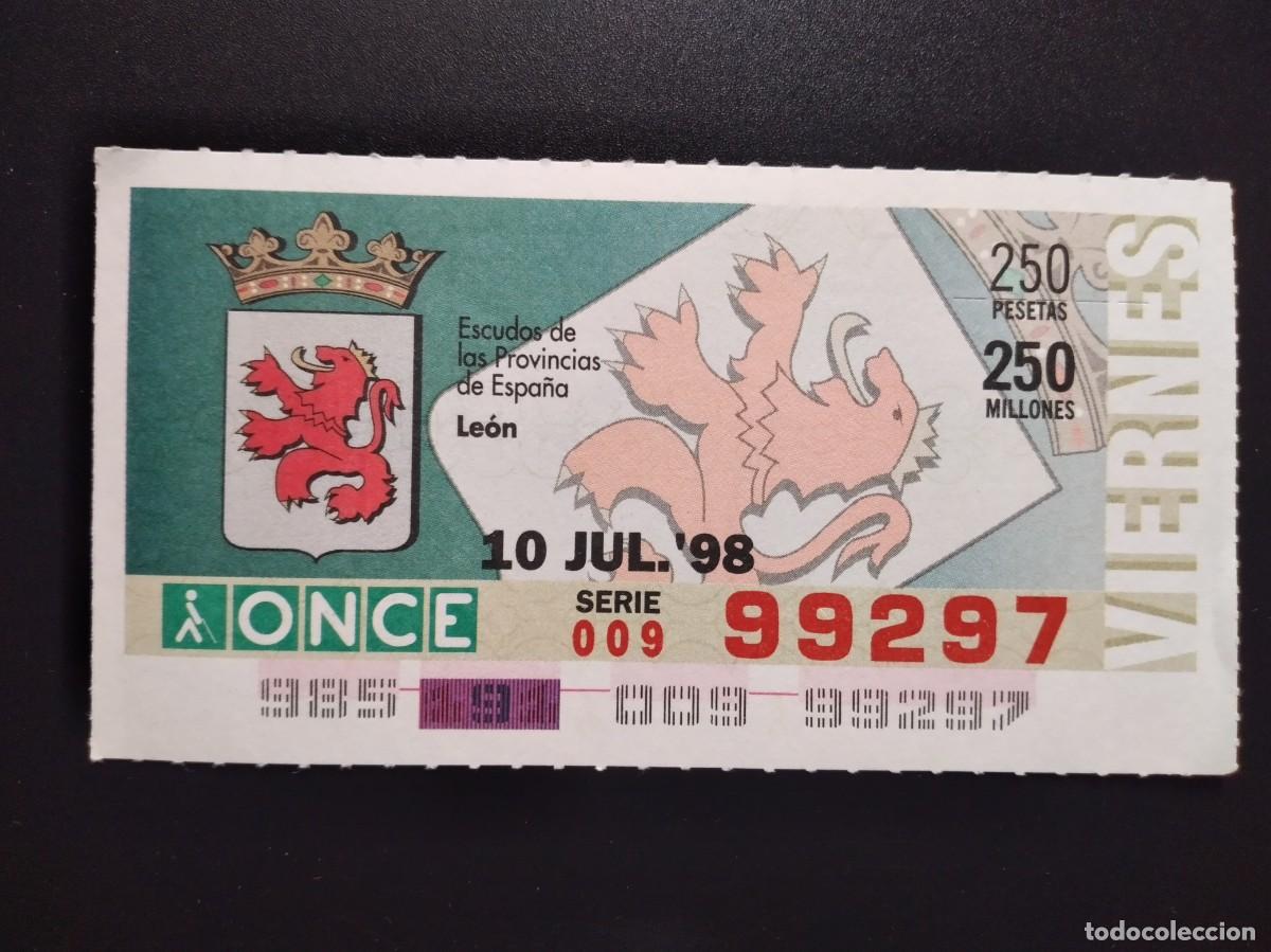 Cupones ONCE: CUP&Oacute;N ONCE LE&Oacute;N ESCUDOS DE LAS PROVINCIAS DE ESPA&Ntilde;A 10 JULIO 98 1998 99297