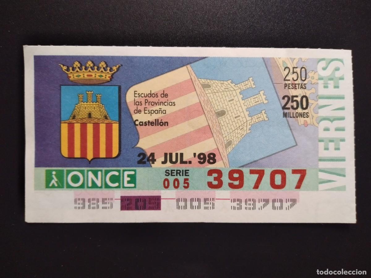 Cupones ONCE: CUP&Oacute;N ONCE CASTELL&Oacute;N ESCUDOS DE LAS PROVINCIAS DE ESPA&Ntilde;A 14 JULIO 98 1998 39707