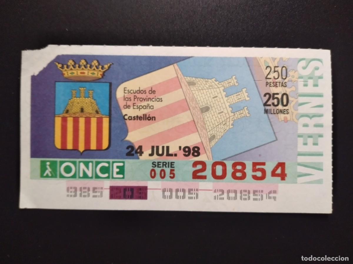Cupones ONCE: CUP&Oacute;N ONCE CASTELL&Oacute;N ESCUDOS DE LAS PROVINCIAS DE ESPA&Ntilde;A 14 JULIO 98 1998 20854