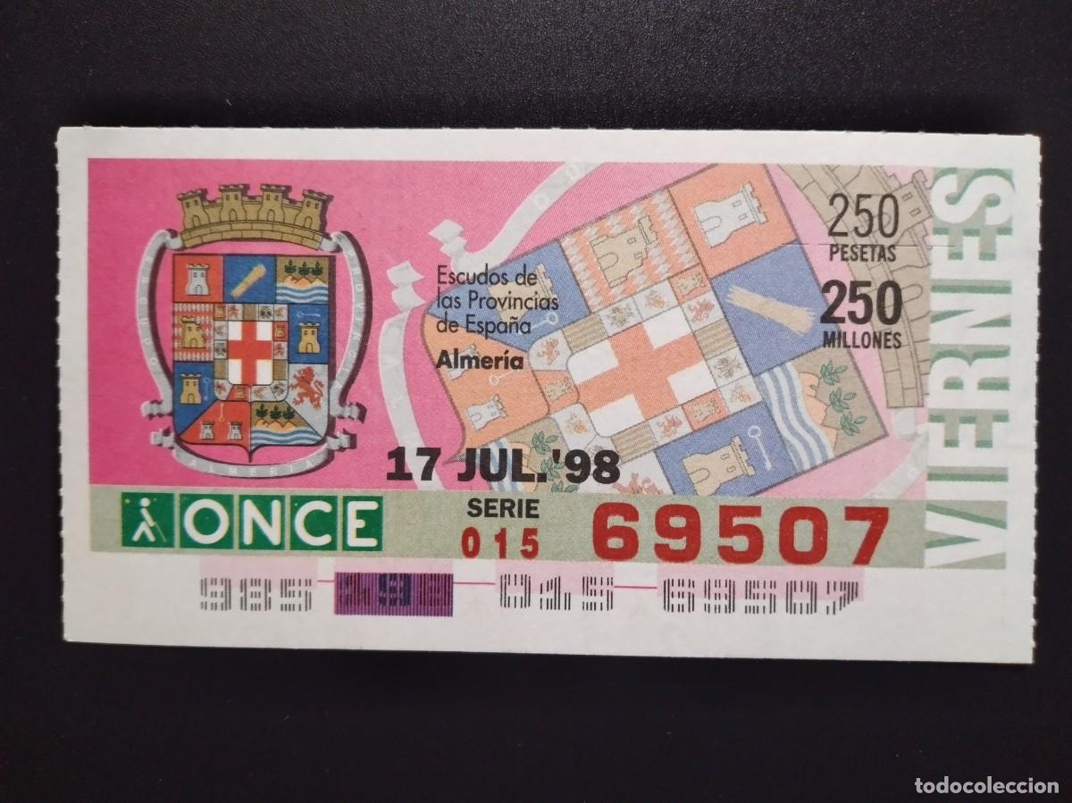 Cupones ONCE: CUP&Oacute;N ONCE ALMER&Iacute;A ESCUDOS DE LAS PROVINCIAS DE ESPA&Ntilde;A 17 JULIO 98 1998 69507