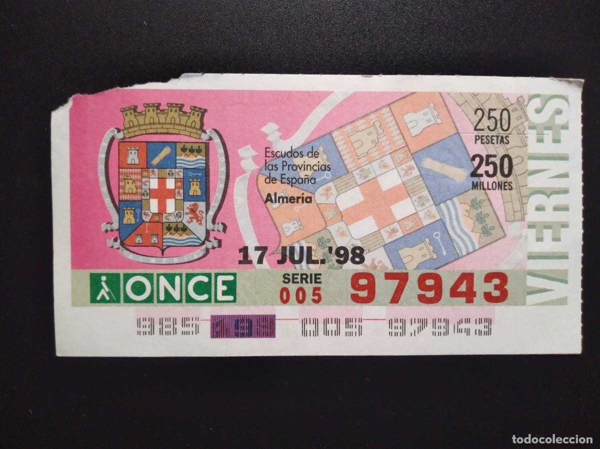 Cupones ONCE: CUP&Oacute;N ONCE ALMER&Iacute;A ESCUDOS DE LAS PROVINCIAS DE ESPA&Ntilde;A 17 JULIO 98 1998 97943