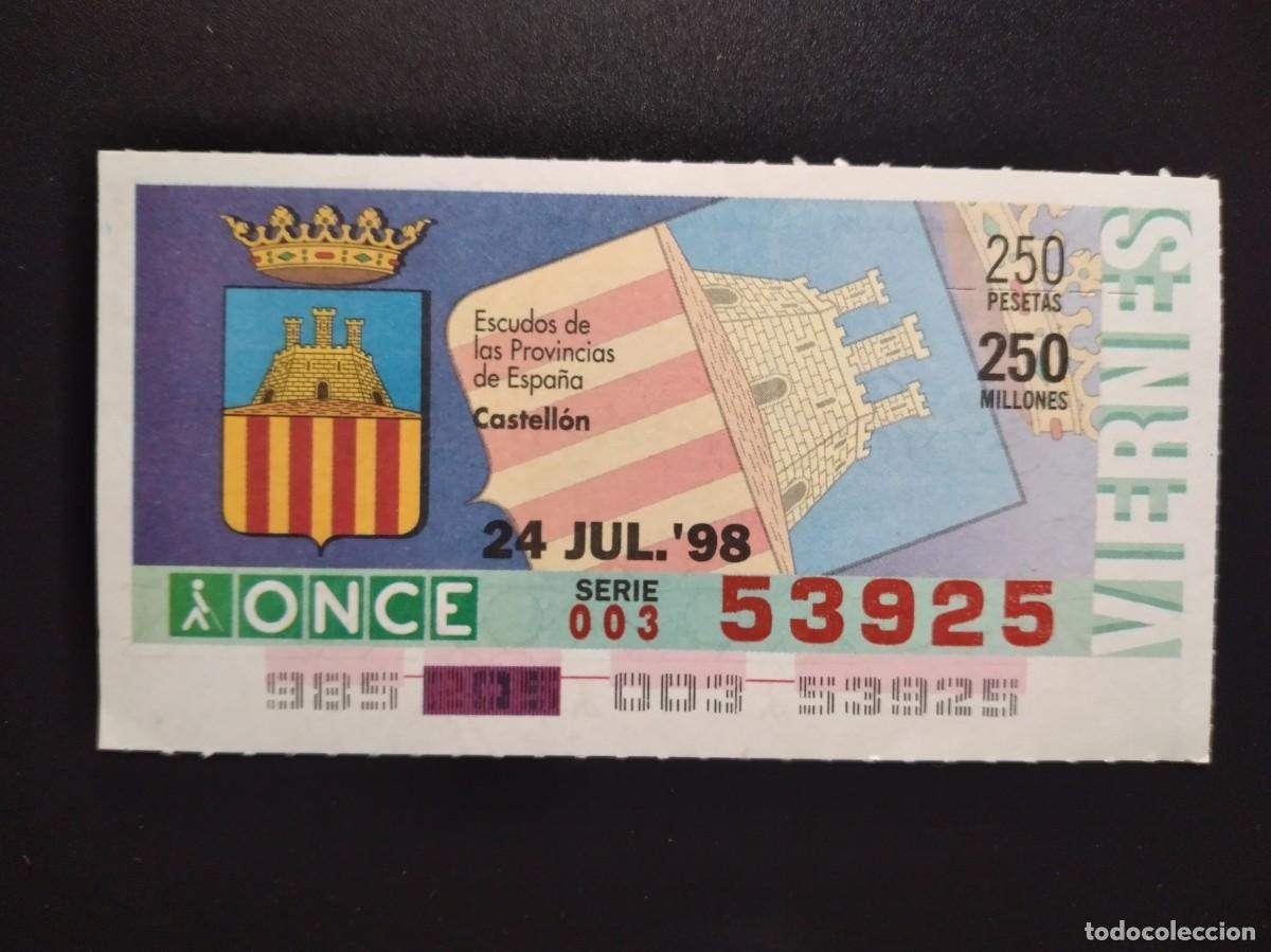 Cupones ONCE: CUP&Oacute;N ONCE CASTELL&Oacute;N ESCUDOS DE LAS PROVINCIAS DE ESPA&Ntilde;A 14 JULIO 98 1998 53925