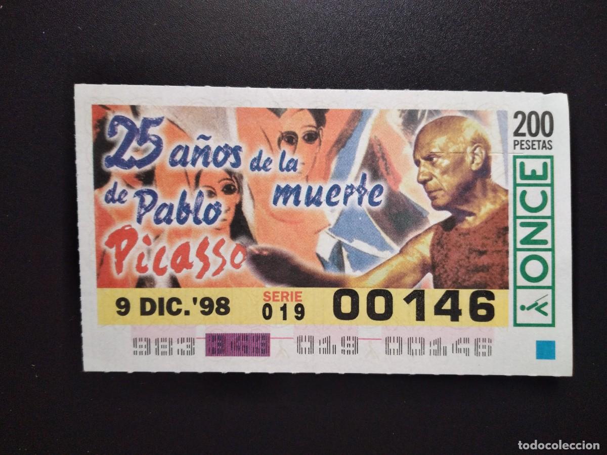 Cupones ONCE: CUP&Oacute;N ONCE 25 A&Ntilde;OS DE LA MUERTE DE PABLO PICASSO 9 DICIEMBE 98 1998 00146