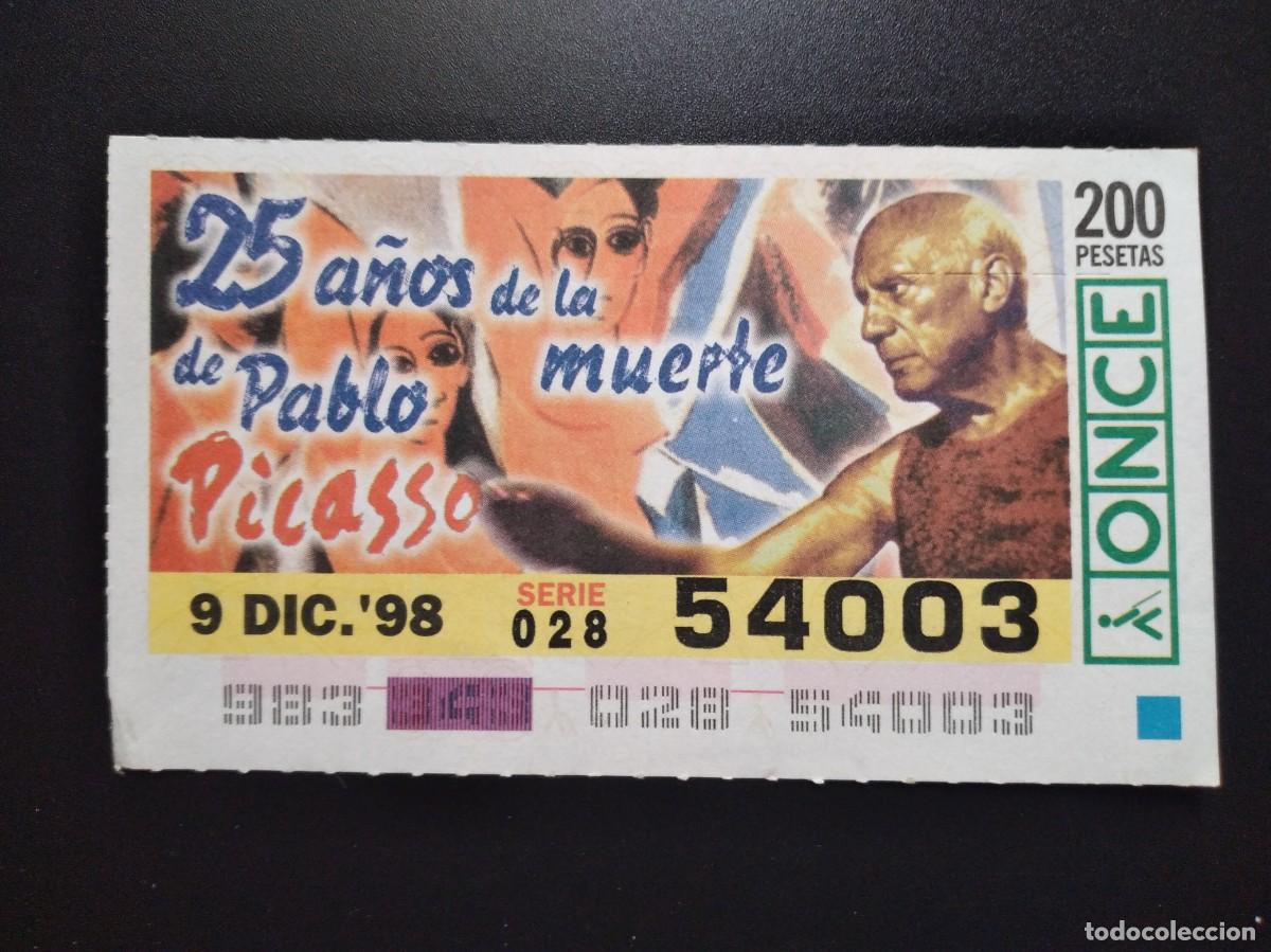 Cupones ONCE: CUP&Oacute;N ONCE 25 A&Ntilde;OS DE LA MUERTE DE PABLO PICASSO 9 DICIEMBE 98 1998 54003
