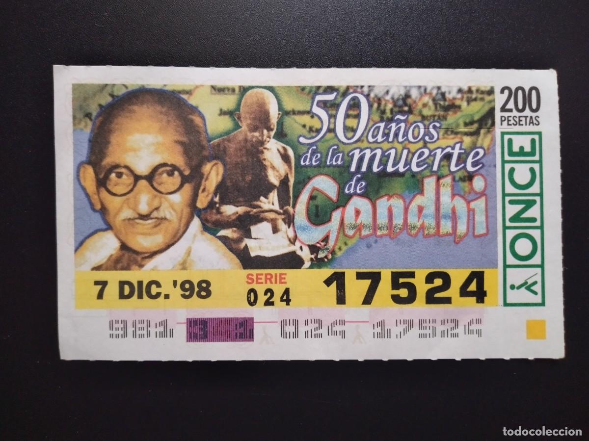 Cupones ONCE: CUP&Oacute;N ONCE 50 A&Ntilde;OS DE LA MUERTE DE GANDHI DICIEMBRE 98 1998 17524