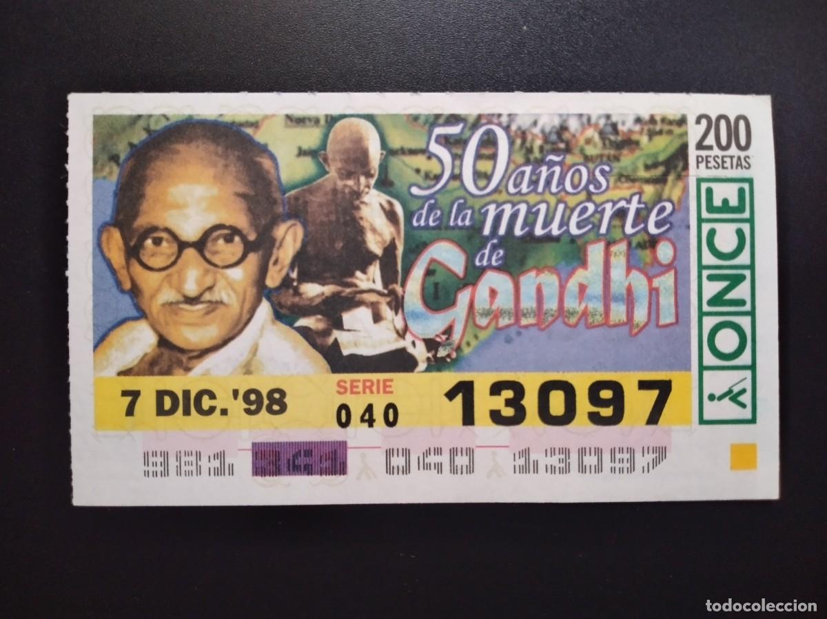 Cupones ONCE: CUP&Oacute;N ONCE 50 A&Ntilde;OS DE LA MUERTE DE GANDHI DICIEMBRE 98 1998 13097