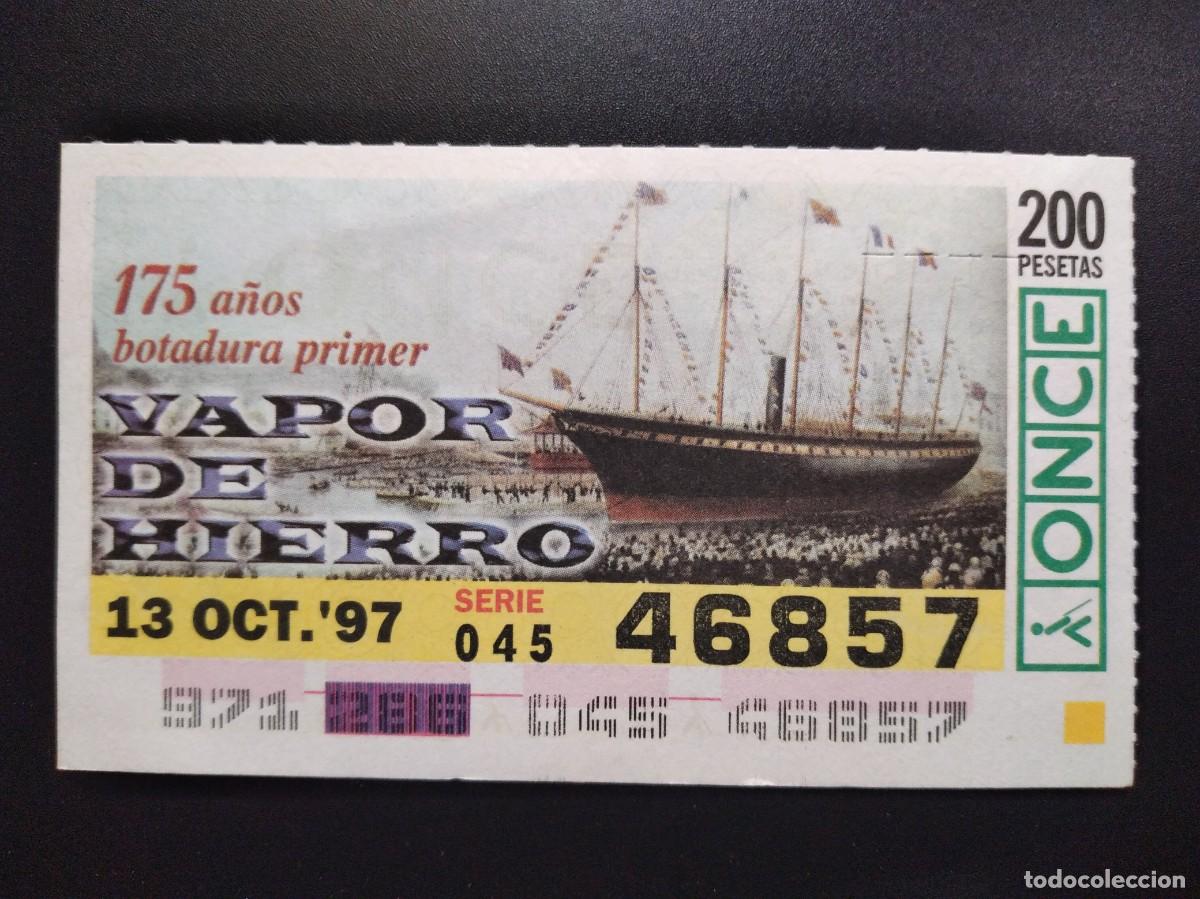 Cupones ONCE: CUP&Oacute;N ONCE 175 A&Ntilde;OS BOTADURA PRIMER VAPOR DE HIERRO 13 OCTUBRE 97 1997 46857