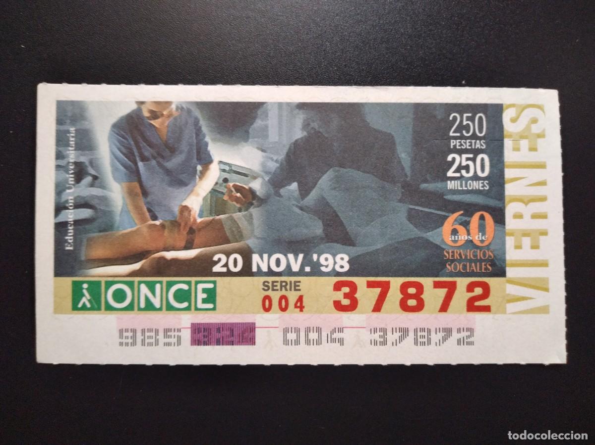 Cupones ONCE: CUP&Oacute;N ONCE 60 A&Ntilde;OS DE SERVICIOS SOCIALES 20 NOVIEMBRE 98 1998 37872
