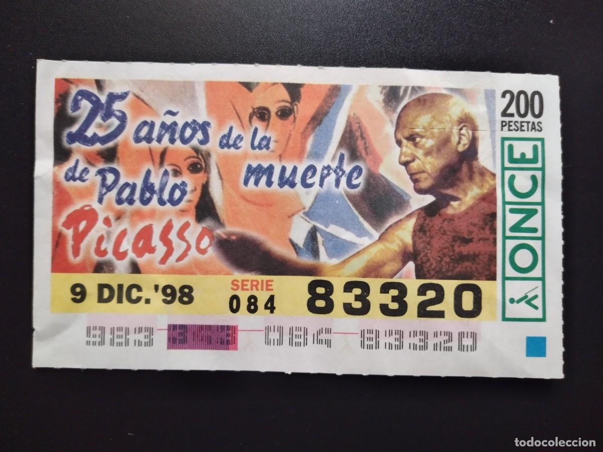 Cupones ONCE: CUP&Oacute;N ONCE 25 A&Ntilde;OS DE LA MUERTE DE PABLO PICASSO 9 DICIEMBE 98 1998 83320