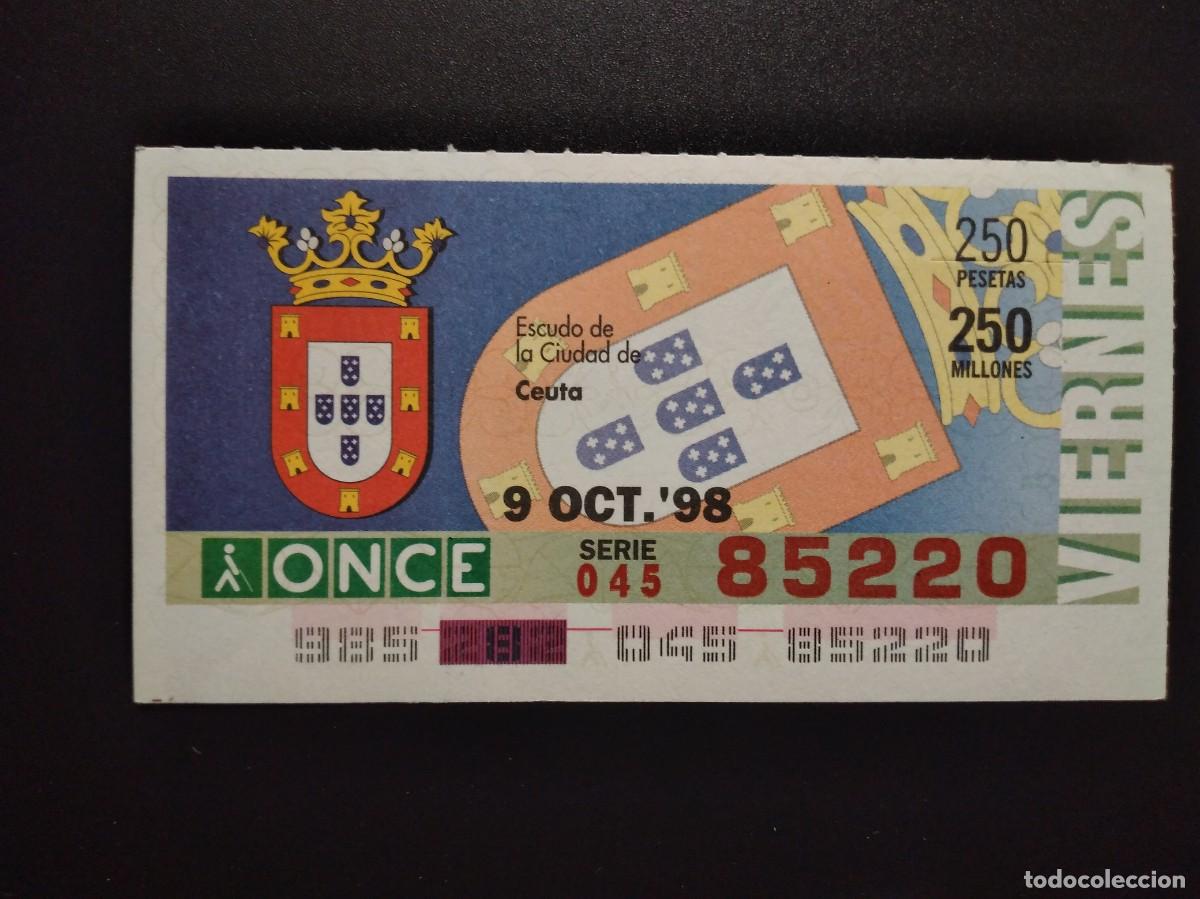 Cupones ONCE: CUP&Oacute;N ONCE CEUTA ESCUDOS DE LAS PROVINCIAS DE ESPA&Ntilde;A 9 OCTUBRE 98 1998 85220