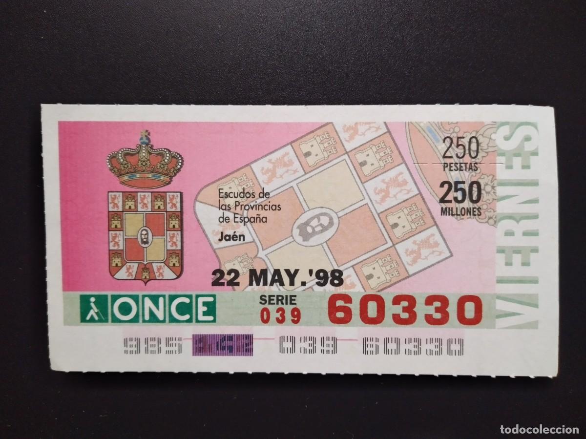 Cupones ONCE: CUP&Oacute;N ONCE JA&Eacute;N ESCUDOS DE LAS PROVINCIAS DE ESPA&Ntilde;A 22 MAYO 98 1998 60330