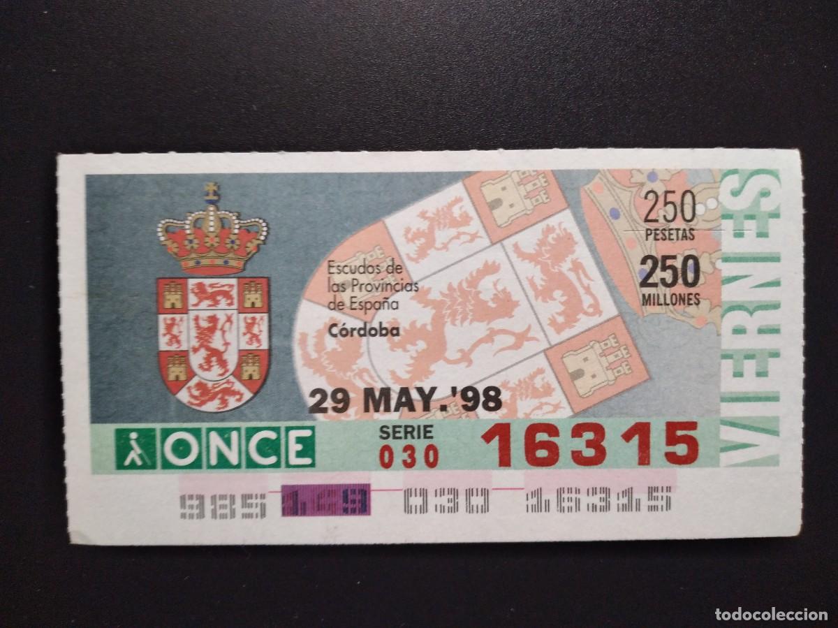 Cupones ONCE: CUP&Oacute;N ONCE C&Oacute;RDOBA ESCUDOS DE LAS PROVINCIAS DE ESPA&Ntilde;A 29 MAYO 98 1998 16315
