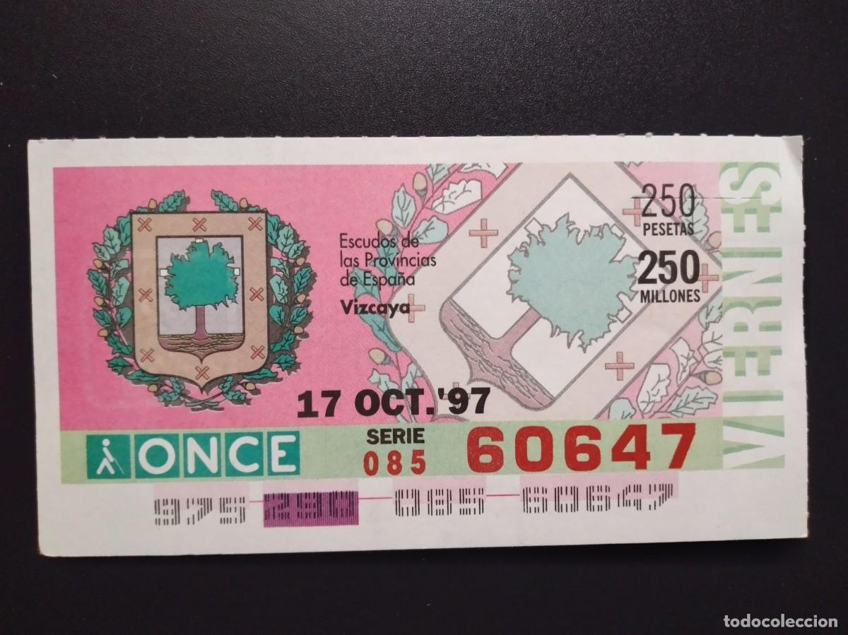Cupones ONCE: CUP&Oacute;N ONCE VIZCAYA ESCUDOS DE LAS PROVINCIAS DE ESPA&Ntilde;A 17 OCTUBRE 97 1997 60647