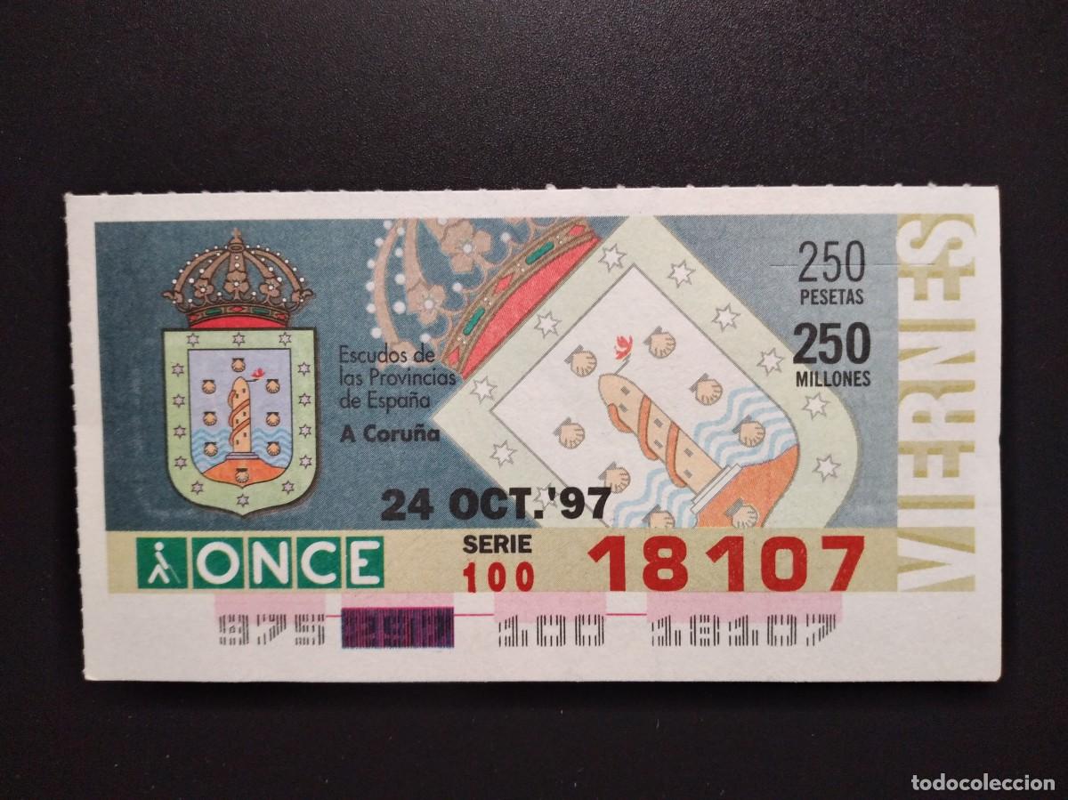 Cupones ONCE: CUP&Oacute;N ONCE A CORU&Ntilde;A ESCUDOS DE LAS PROVINCIAS DE ESPA&Ntilde;A 24 OCTUBRE 97 1997 18107