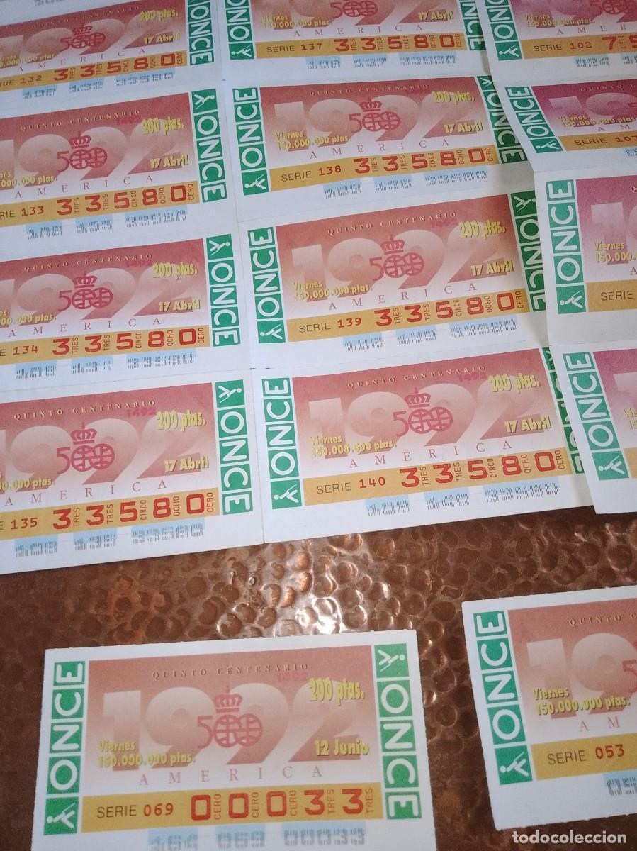 Cupones ONCE: Lote 25 cupones once 1992 quinto centenario - Foto 5