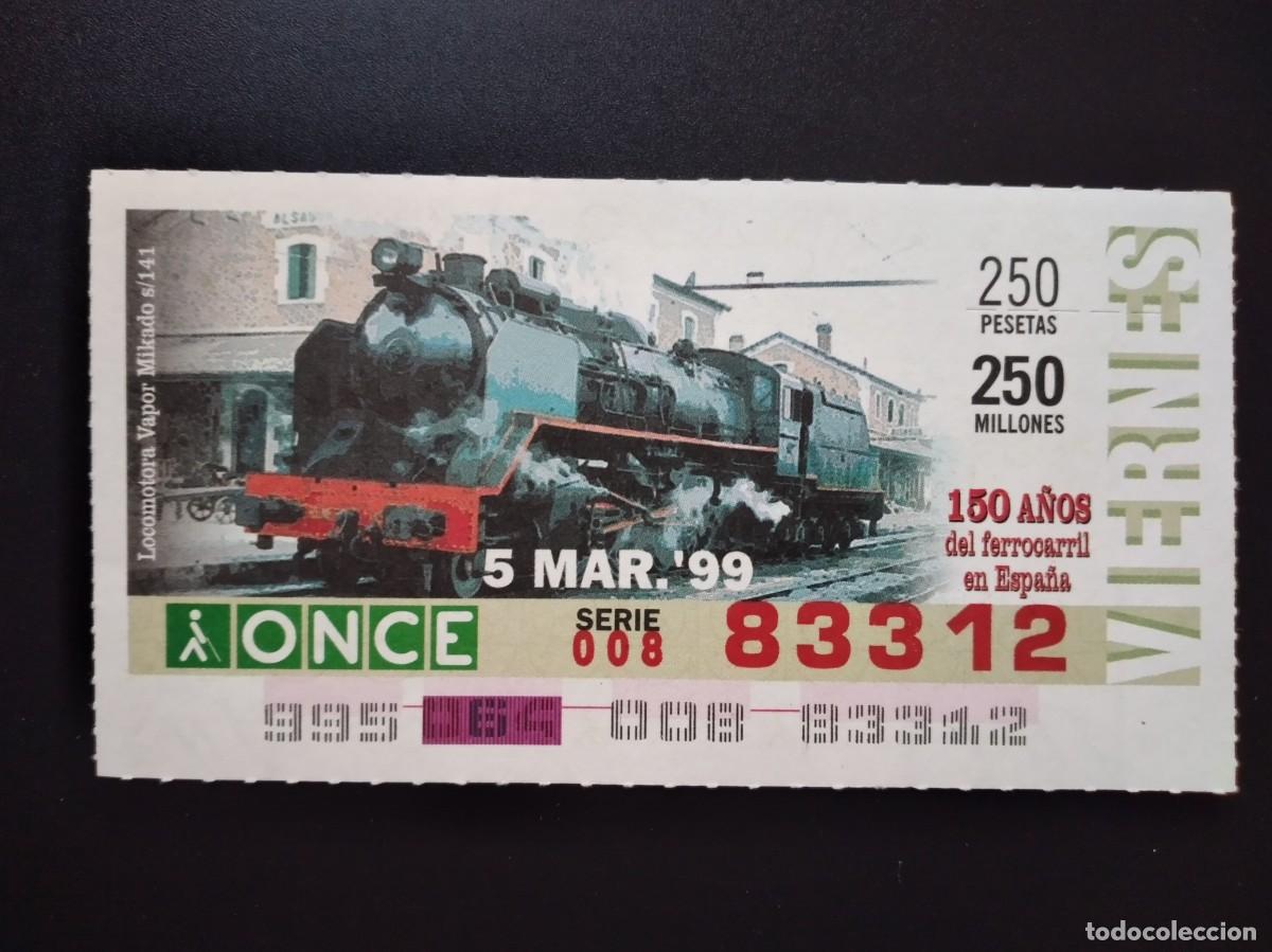 Cupones ONCE: CUP&Oacute;N ONCE 150 A&Ntilde;OS DEL FERROCARRIL EN ESPA&Ntilde;A LOCOMOTORA VAPOR MIKADO S141 5 MARZO 99 1999 83312