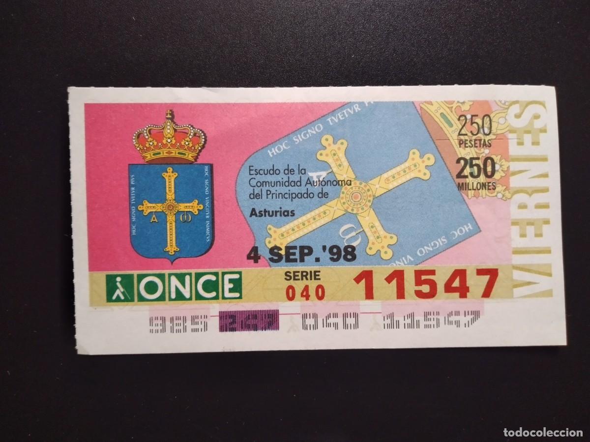 Cupones ONCE: CUP&Oacute;N ONCE ASTURIAS ESCUDO DE LA COMUNIDAD AUT&Oacute;NOMA 4 SEPTIEMBRE 98 1998 11547