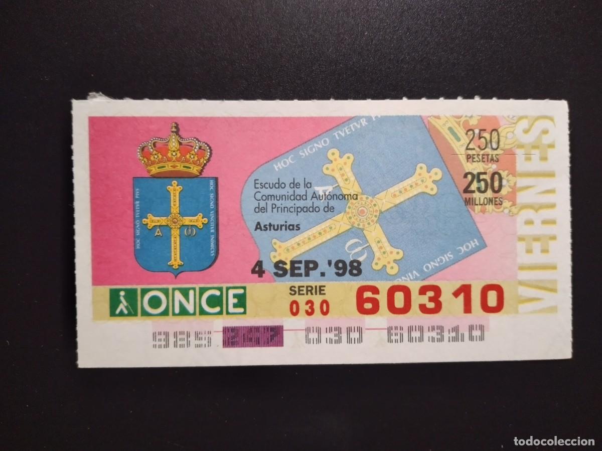 Cupones ONCE: CUP&Oacute;N ONCE ASTURIAS ESCUDO DE LA COMUNIDAD AUT&Oacute;NOMA 4 SEPTIEMBRE 98 1998 60310