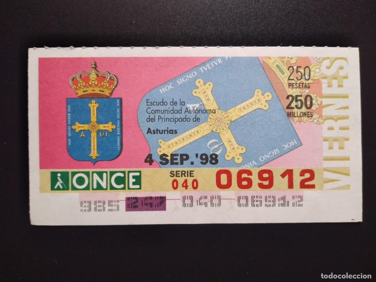 Cupones ONCE: CUP&Oacute;N ONCE ASTURIAS ESCUDO DE LA COMUNIDAD AUT&Oacute;NOMA 4 SEPTIEMBRE 98 1998 06912