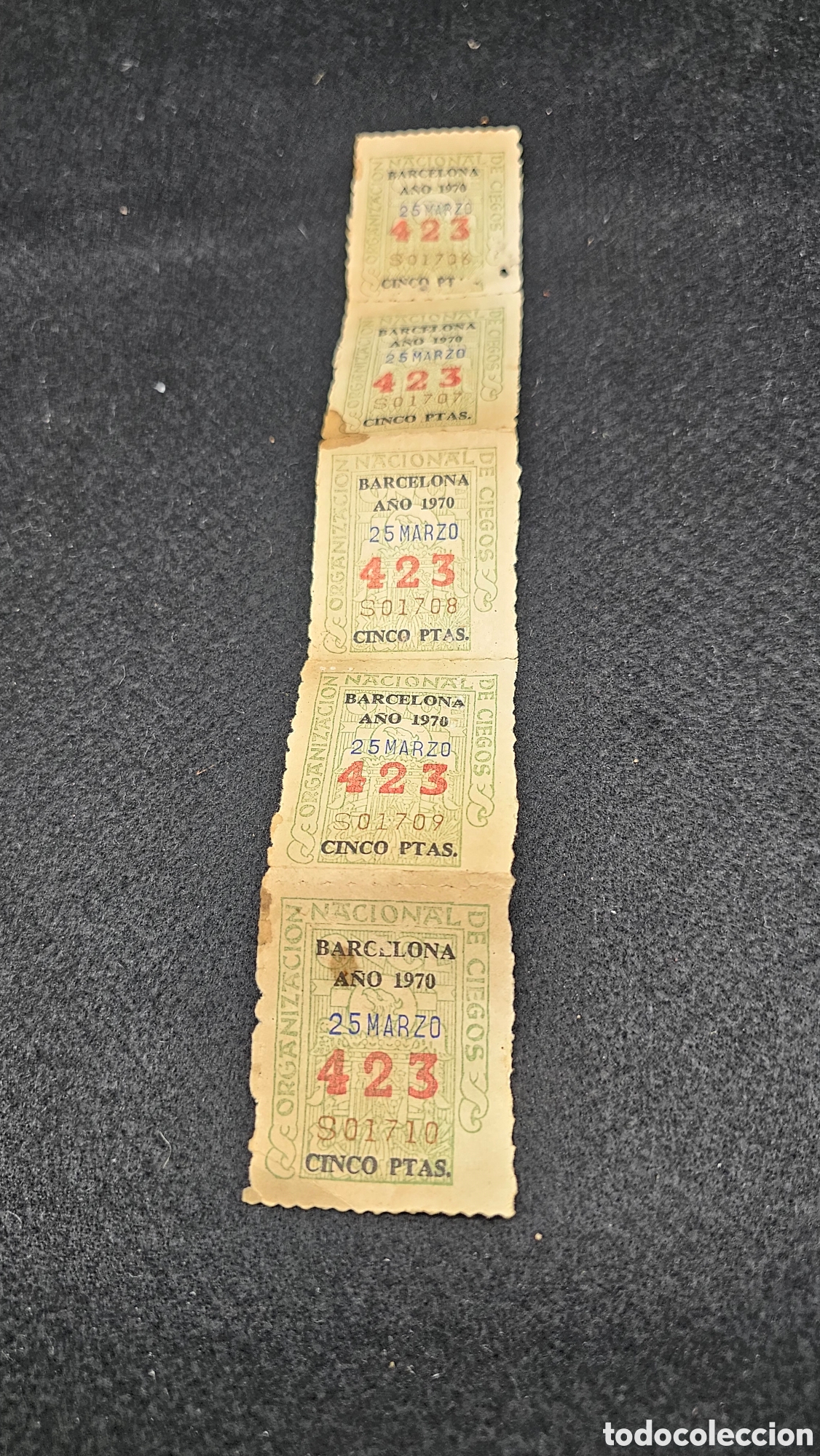 Cupones ONCE: Antiguos cupones de la once Barcelona 1970