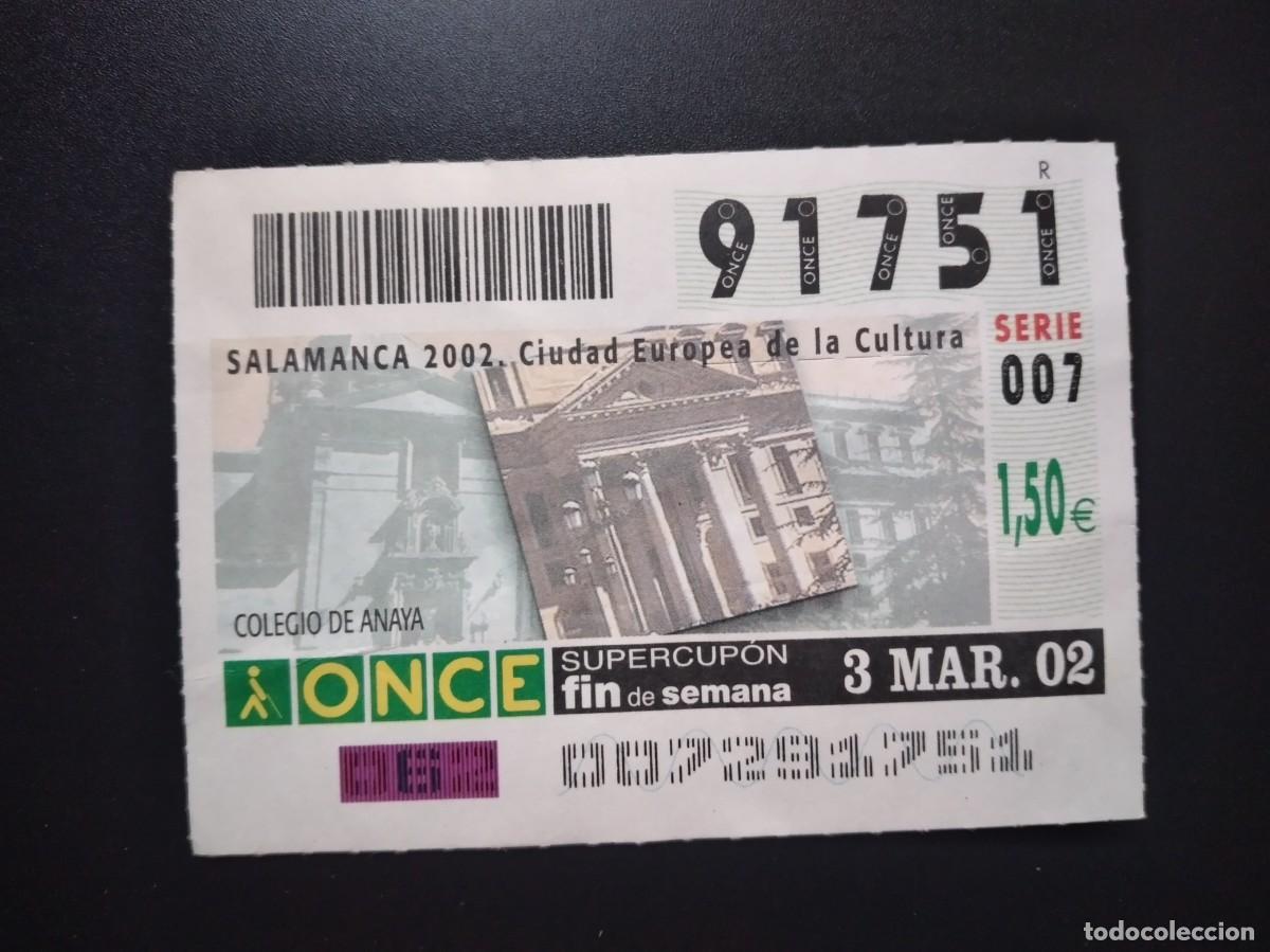 Cupones ONCE: CUP&Oacute;N ONCE SALAMANCA CONVENTO DE SAN ESTEBAN 3 MARZO 02 2002 91751