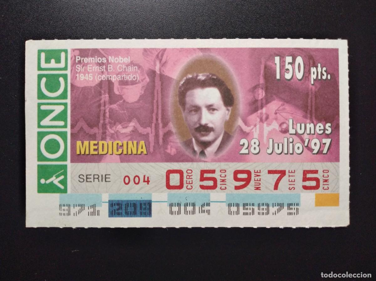 Cupones ONCE: CUP&Oacute;N ONCE PREMIOS NOBEL MEDICINA SIR ERNST B. CHAIN 1945 28 JULIO 97 1997 05975