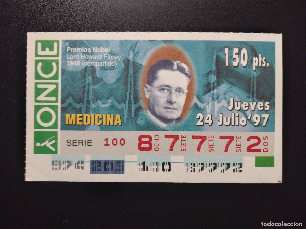 Cupones ONCE: CUP&Oacute;N ONCE PREMIOS NOBEL MEDICINA LORD HOWARD FLOREY 1945 24 JULIO 97 1997 87772