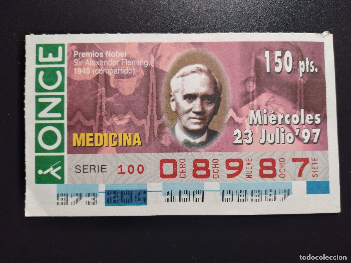 Cupones ONCE: CUP&Oacute;N ONCE PREMIOS NOBEL MEDICINA SIR ALEXANDER FLEMING 1945 23 JULIO 97 1997 08987