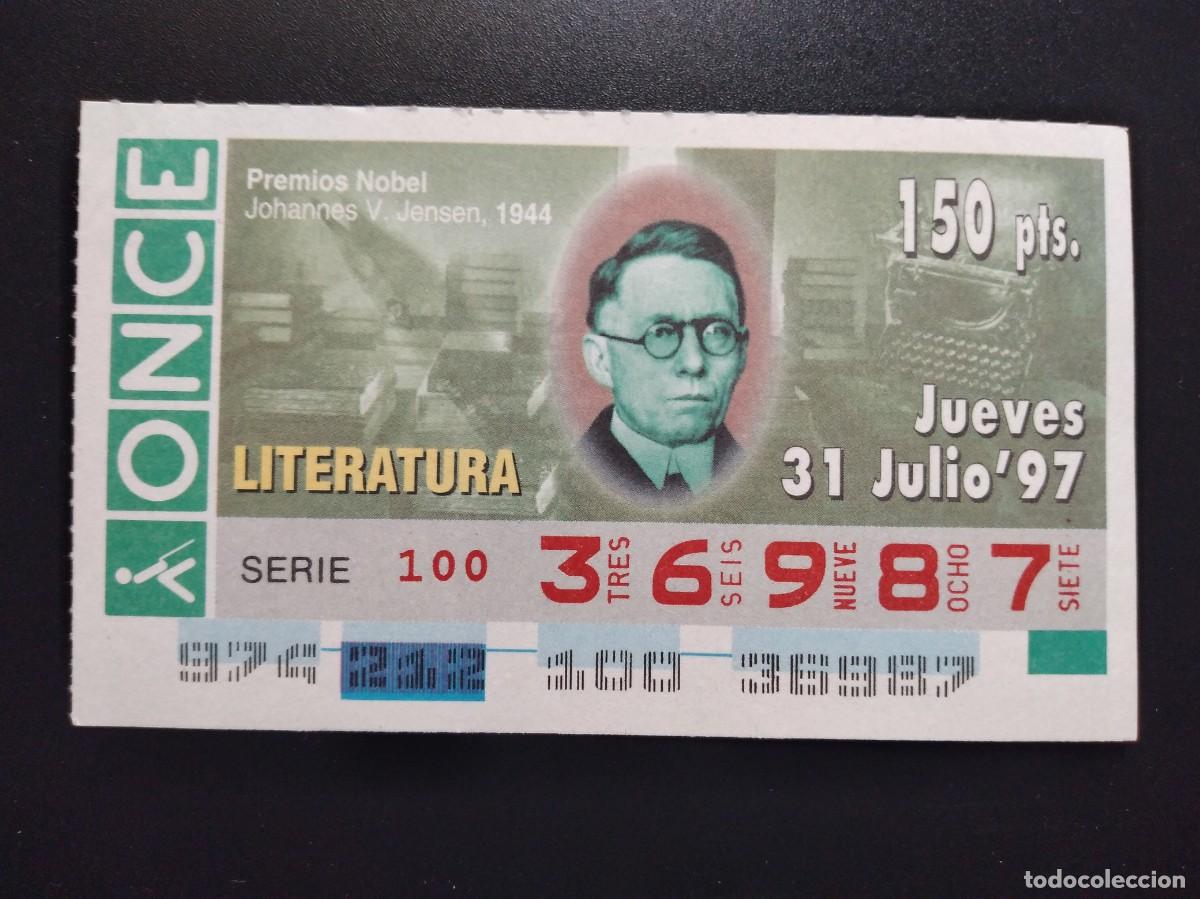 Cupones ONCE: CUP&Oacute;N ONCE PREMIOS NOBEL LITERATURA JOHANNES V. JENSEN 31 JULIO 97 1997 36987